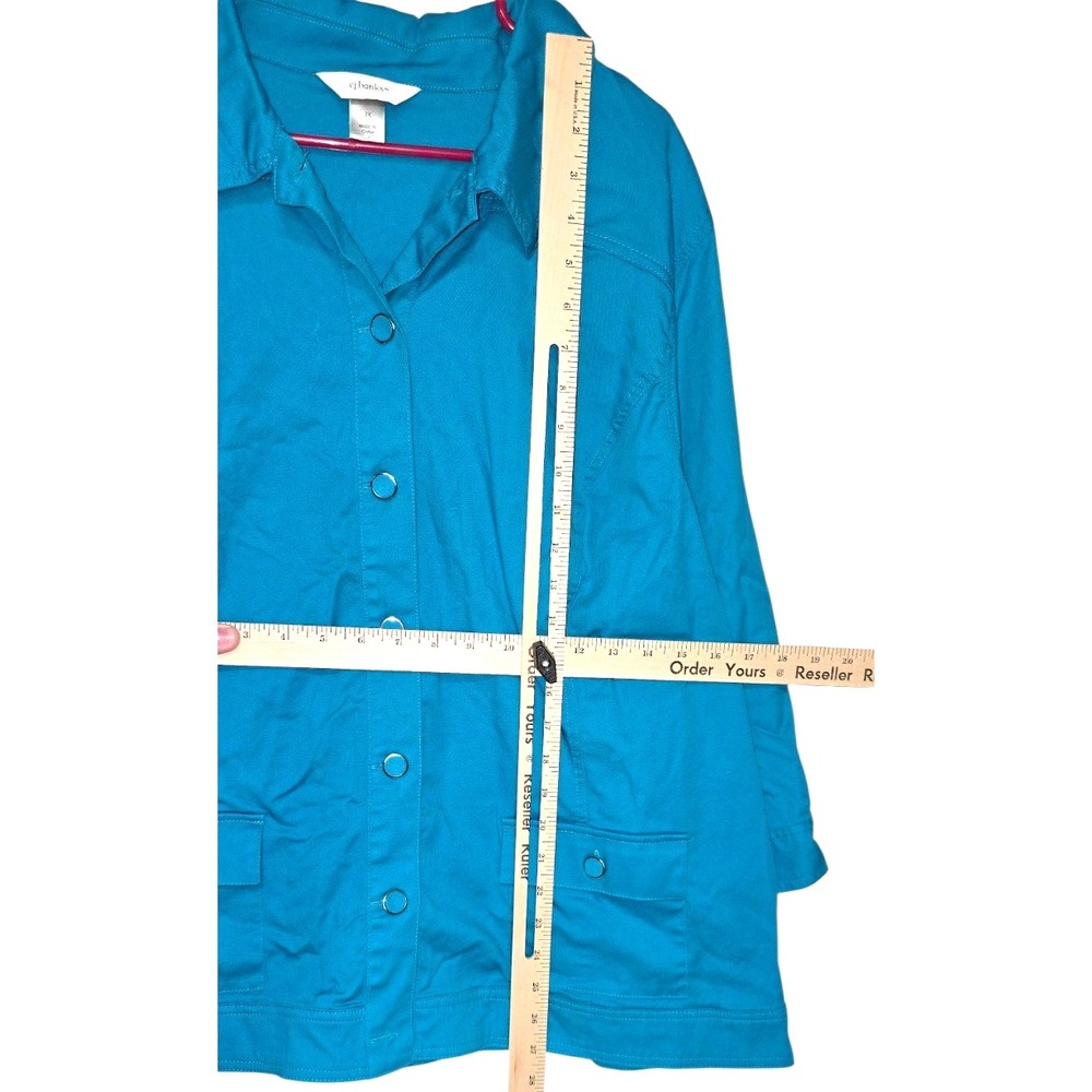 CJ Banks Blouse 3/4 Sleeve Boxy Ribbed Women's Size 3x Topical Blue Vacation - Picture 4 of 8